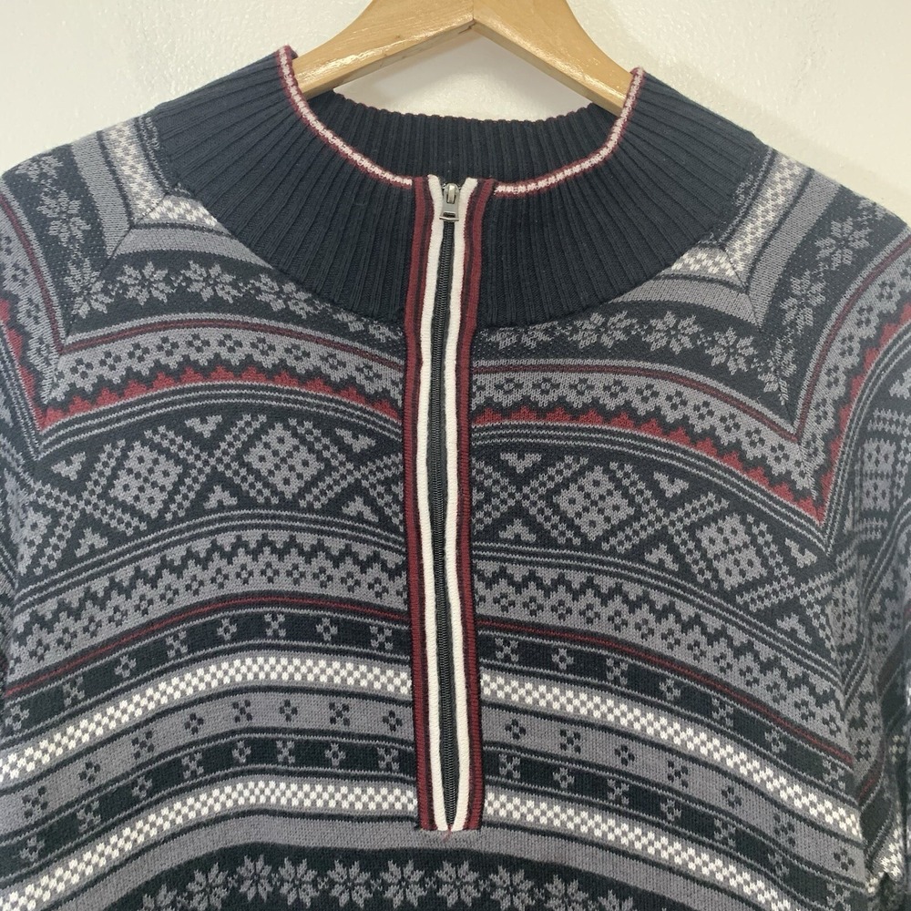 Eddie Bauer Fair Isle 1/4 Zip Sweater Men XL Cotton Blend Casual Preppy Travel - Picture 3 of 10